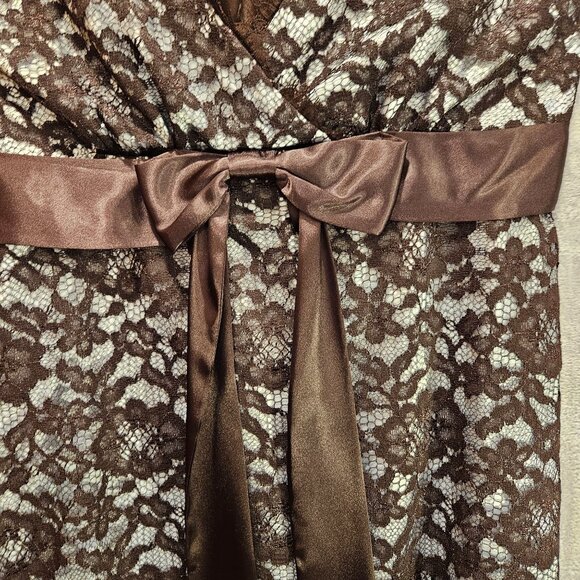 Coldwater creek dress womens12 black lace overlay blue satin lining feminine - Picture 4 of 15